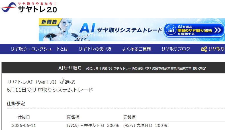 サヤ取り6月11日仕掛